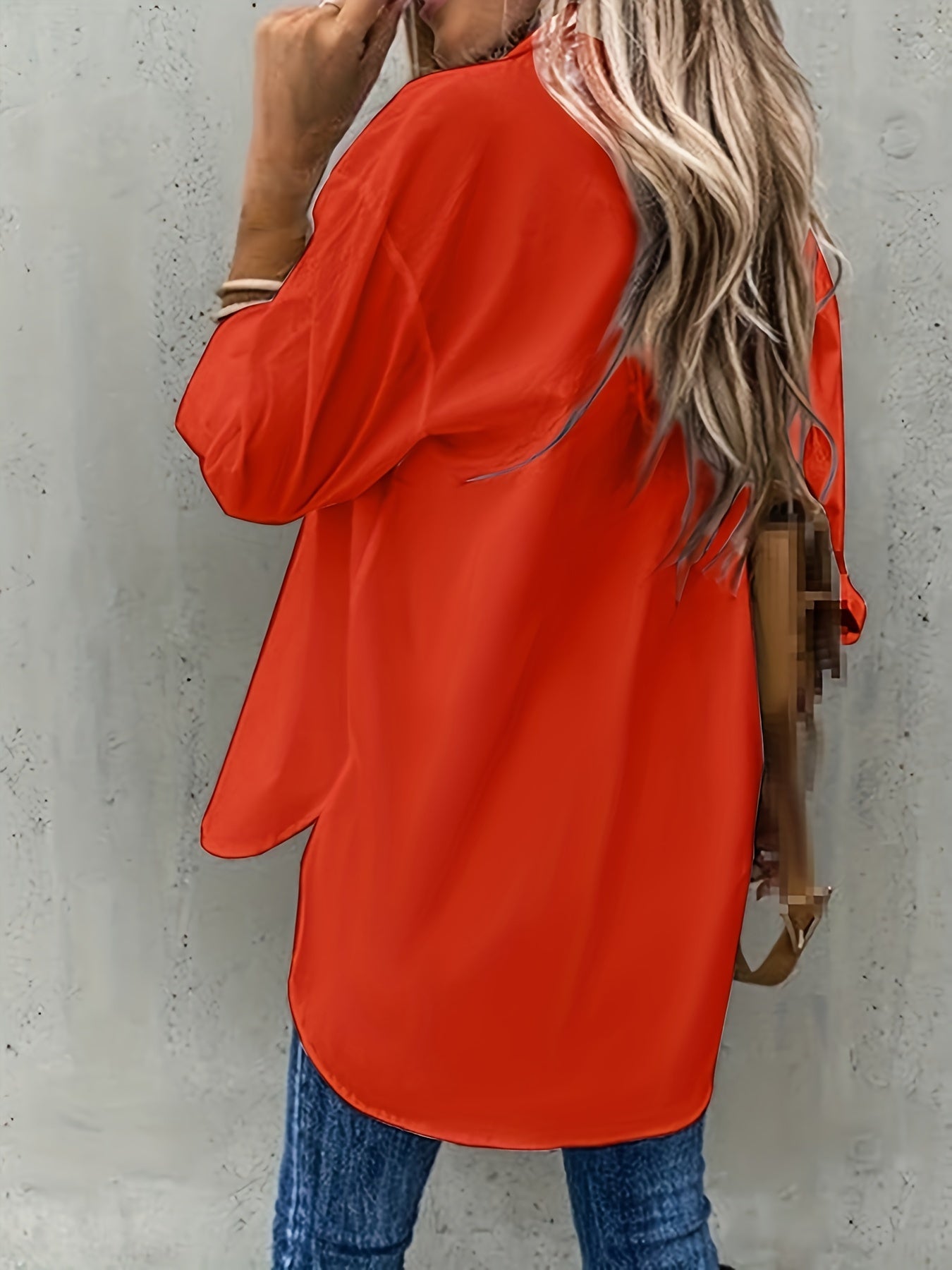 Daniela - Button Front Shirt with Dual Pockets and Long Sleeve for Women