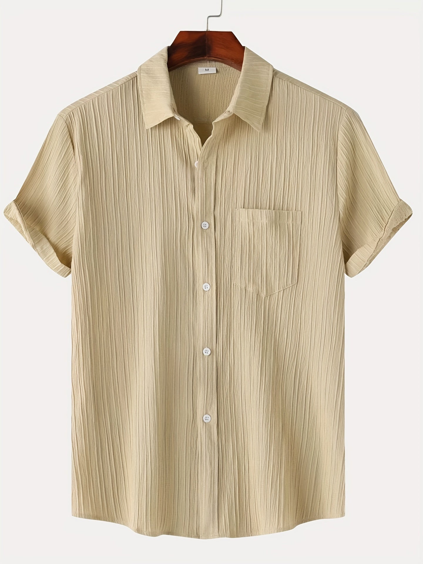 Ramsie - Casual Textured Shirt with Button Up and Chest Pocket for Men