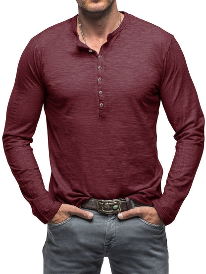 Chris – Men's Cotton Long Sleeve Henley Shirt