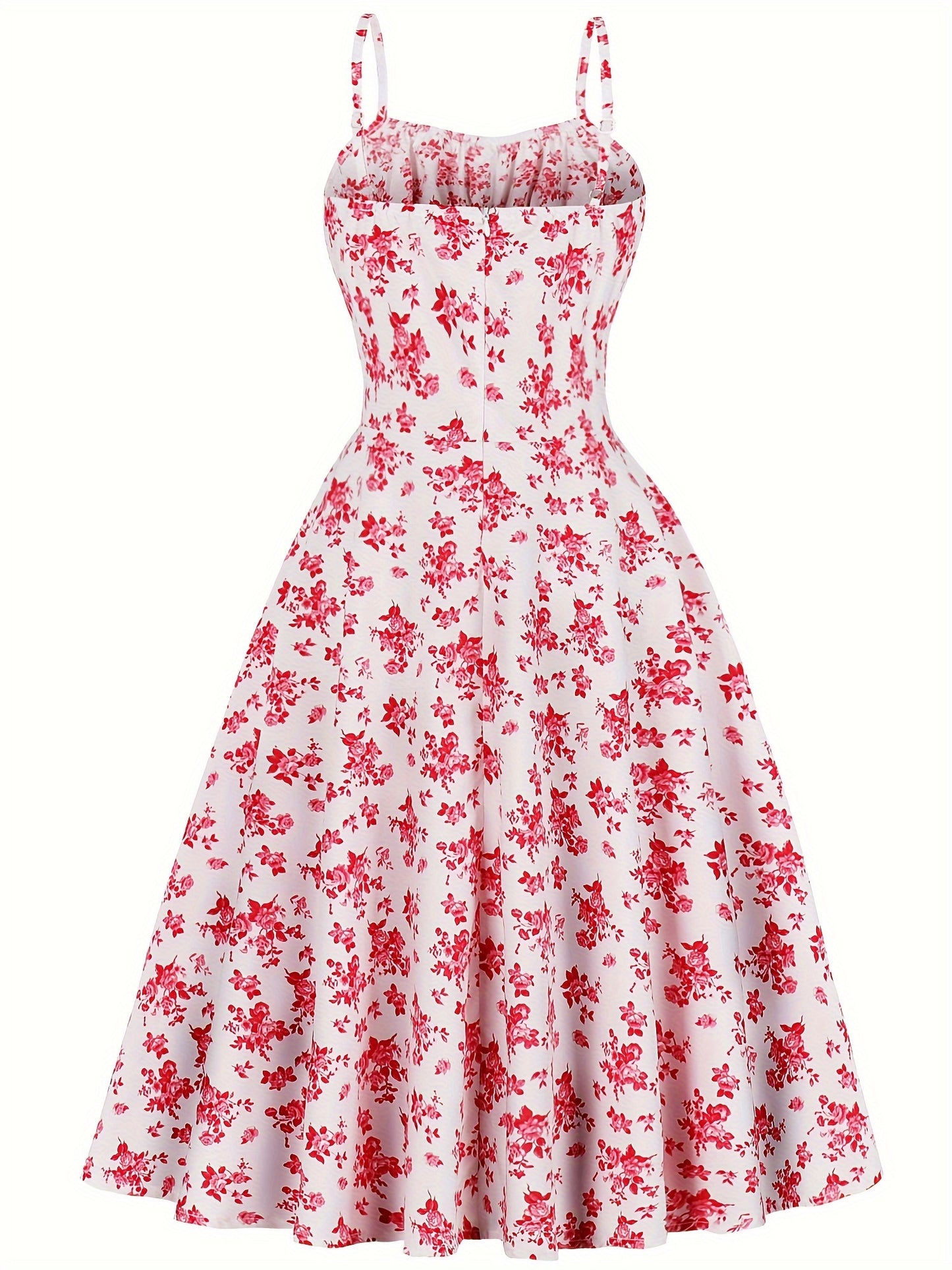 Maya - Vintage Elegant Sleeveless Dress with Floral Print and Tie Front for Women