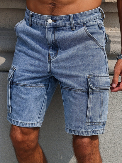 Fernando - Casual Loose Fit Denim Shorts with Knee-Length Jorts and Pockets for Men