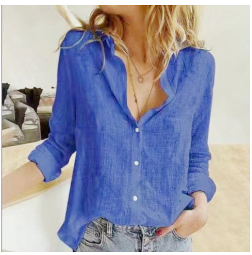 Rachael – Loose Button Lapel Cardigan Blouse