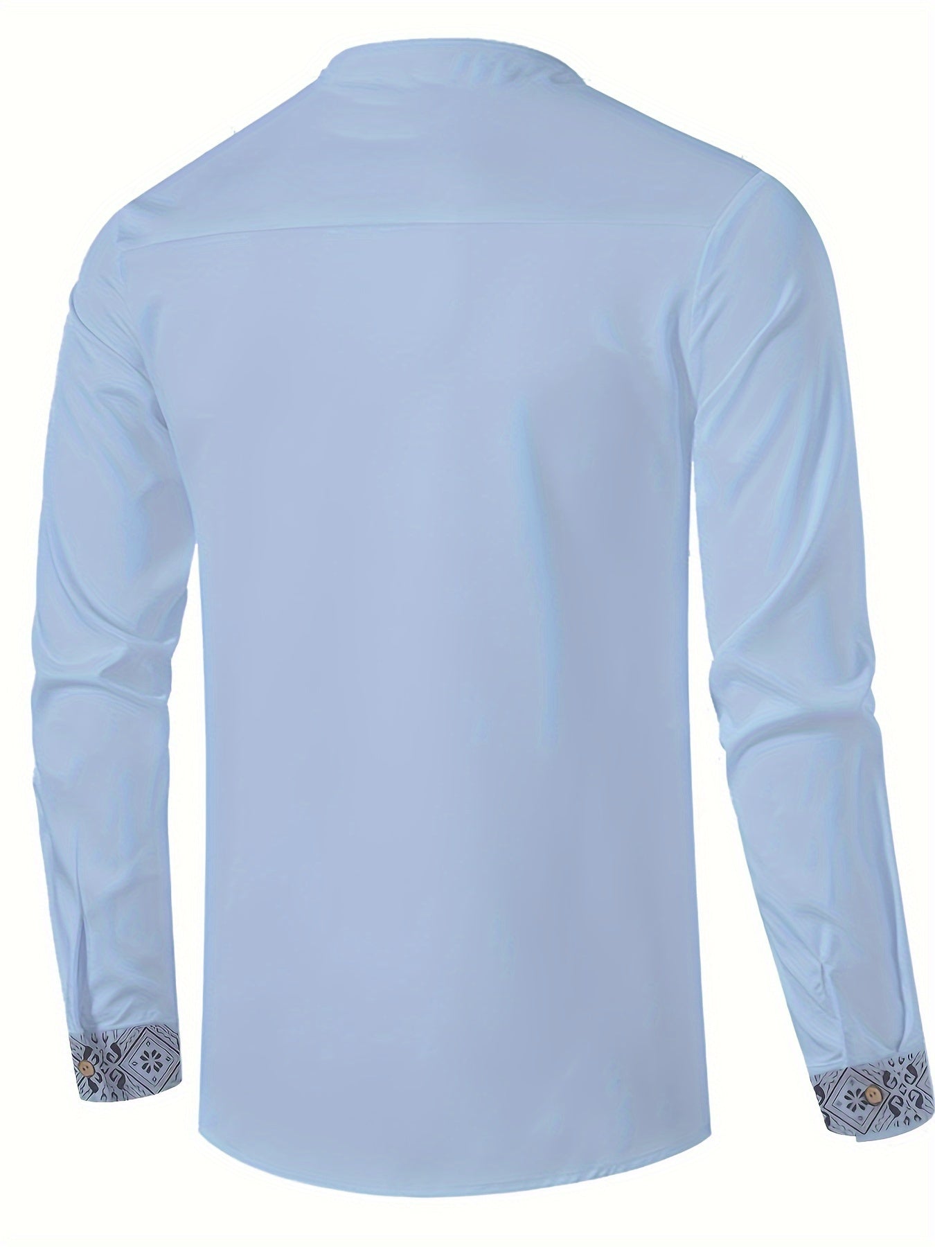 Zander - Long Sleeve Henley Shirt with Ethnic Style Trendy Geometric Pattern for Men