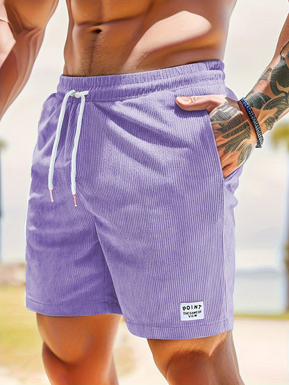 Isaac - Casual Shorts with Label Patchwork and Drawstring Waist for Men