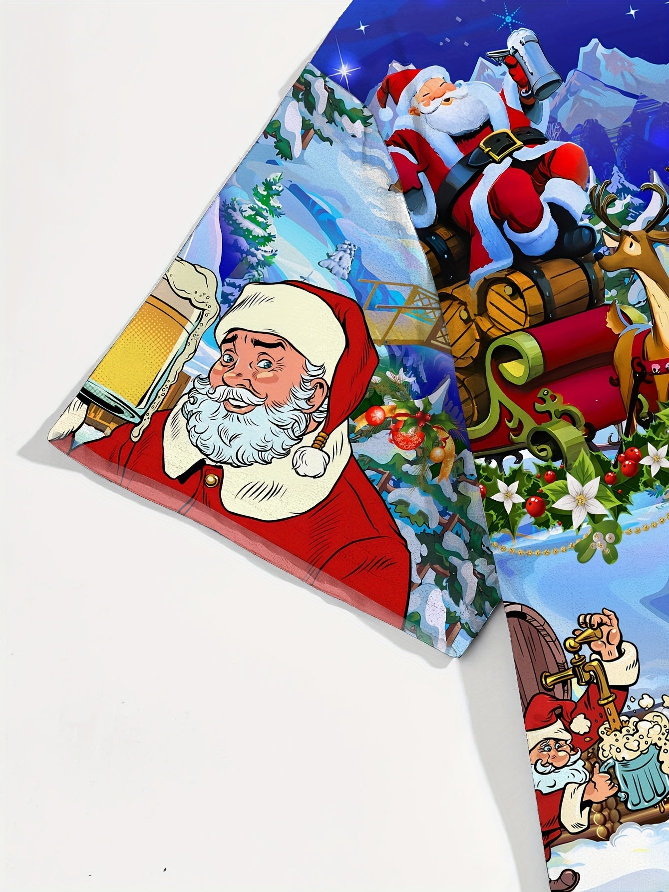 Eddie – Festive Santa Claus Beer-Themed Casual Shirt