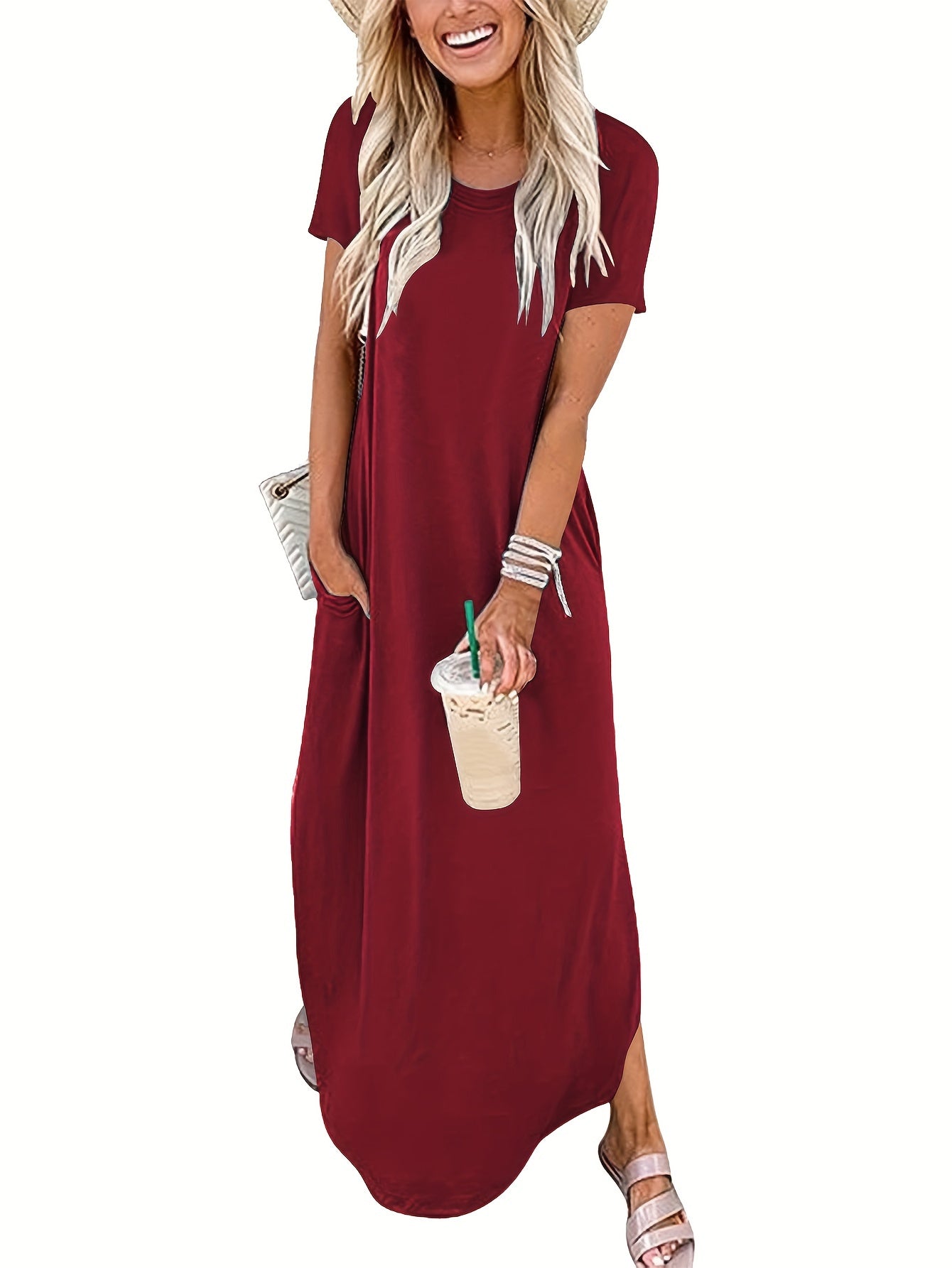 Riley - Maxi Dress with Loose Fit and Curved Hem for Women