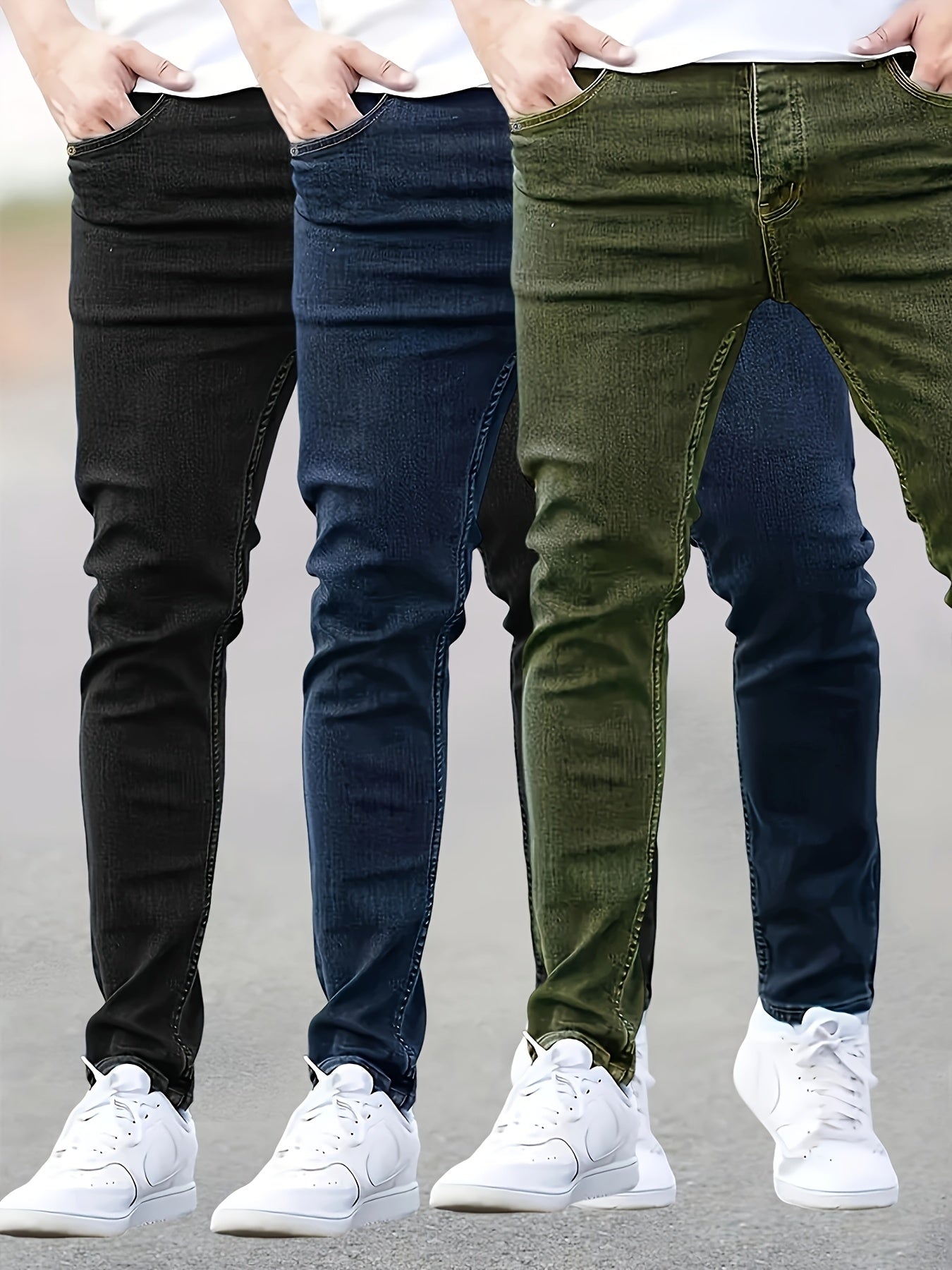 Isaiah - 3pcs Slim Fit Stretch Denim Jeans for Men