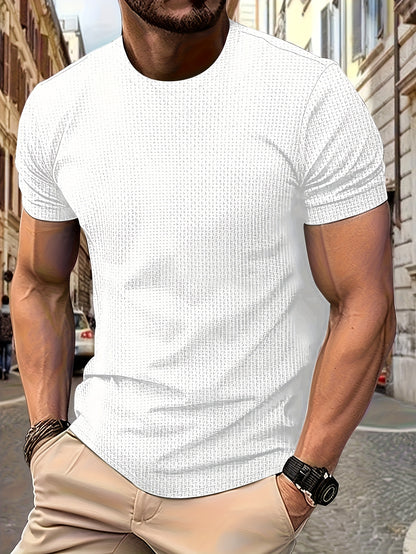 Matthew – Men's Casual Solid Color Nylon-Spandex T-Shirt