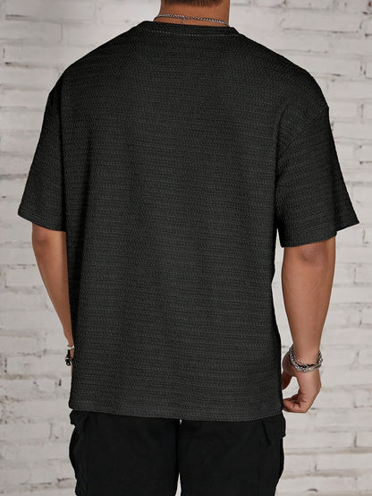 William - Textured T-shirt with Loose Fit and Crew Neck for Men