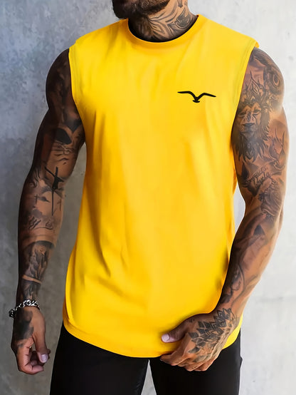 Philip - Sleeveless Training Tank Tops with Seagull Graphic Print for Men