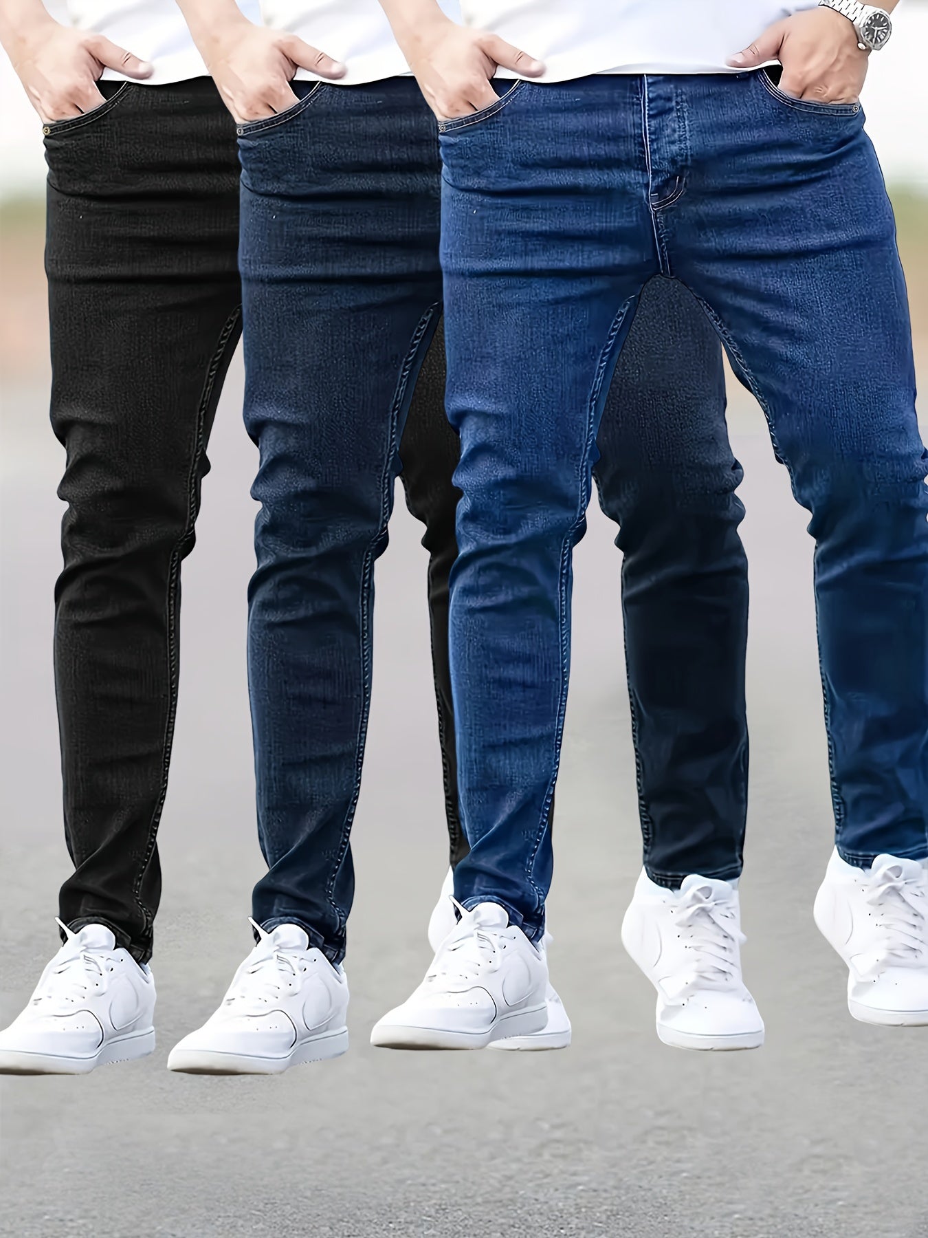 Isaiah - 3pcs Slim Fit Stretch Denim Jeans for Men