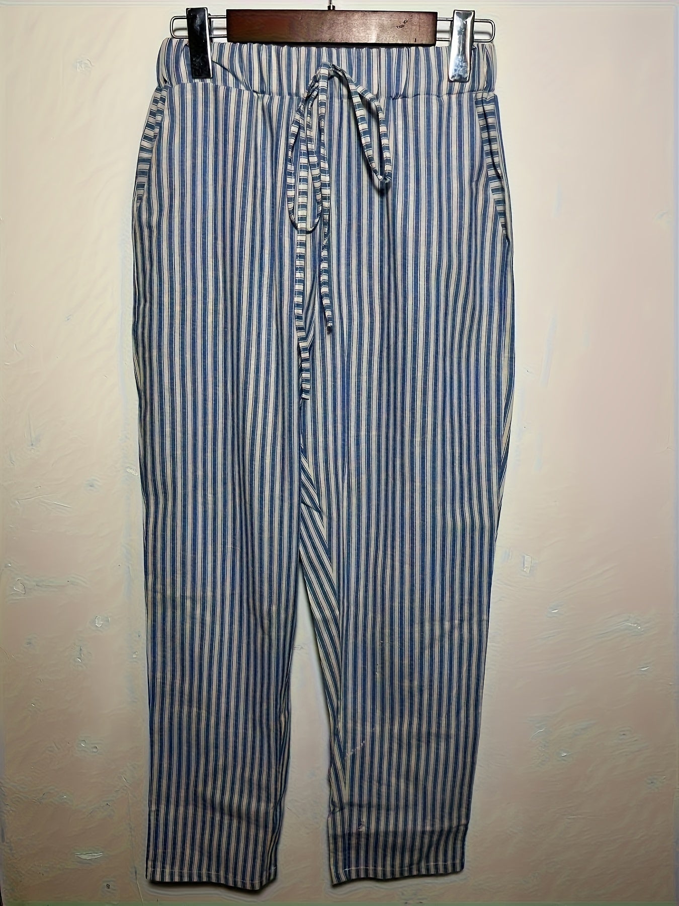 Angelica - Striped Slant Pocket Drawstring Pants for Women