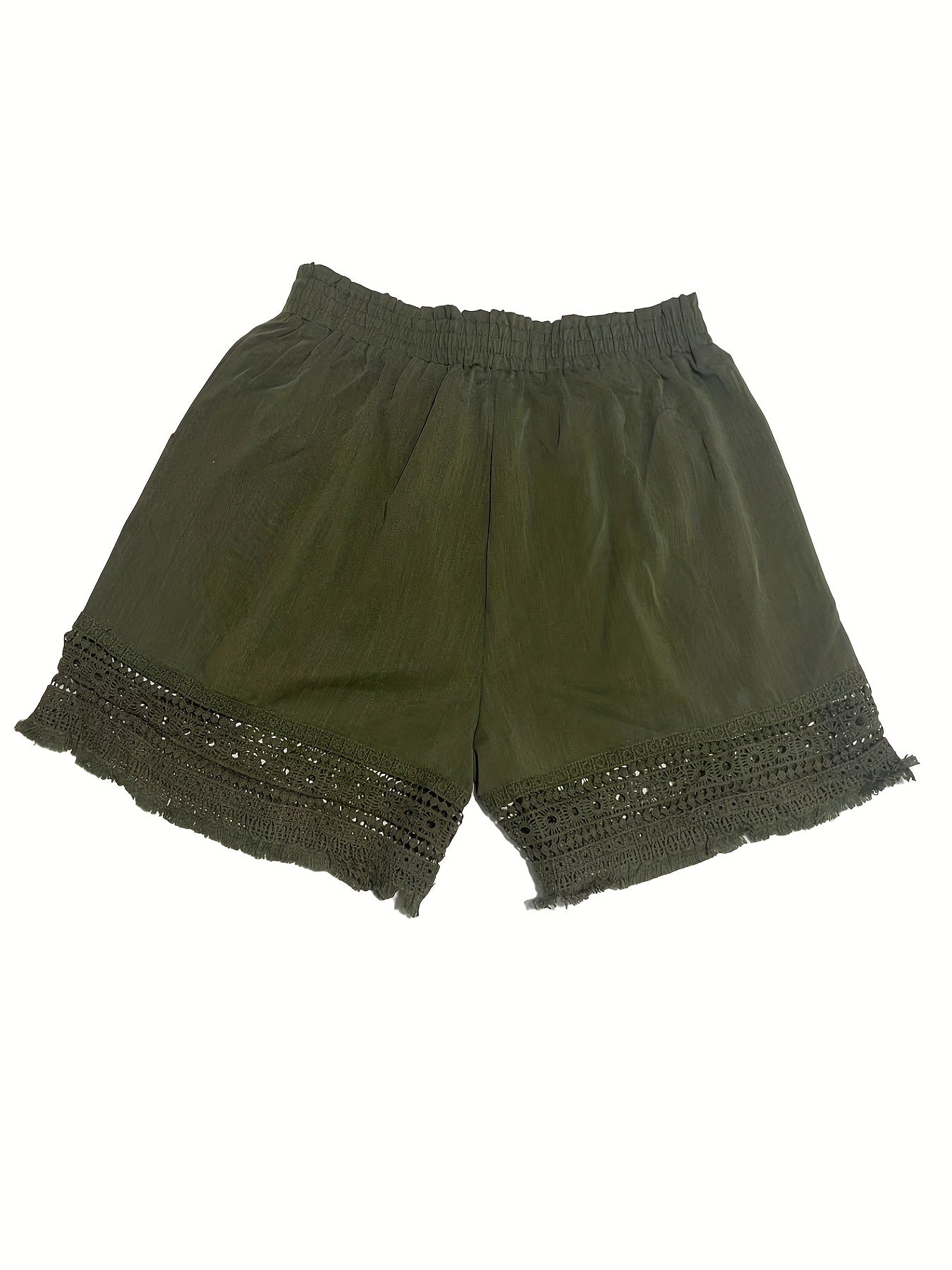 Matilda - Lace Trim Shorts with Elastic Waist and Slant Pocket for Women