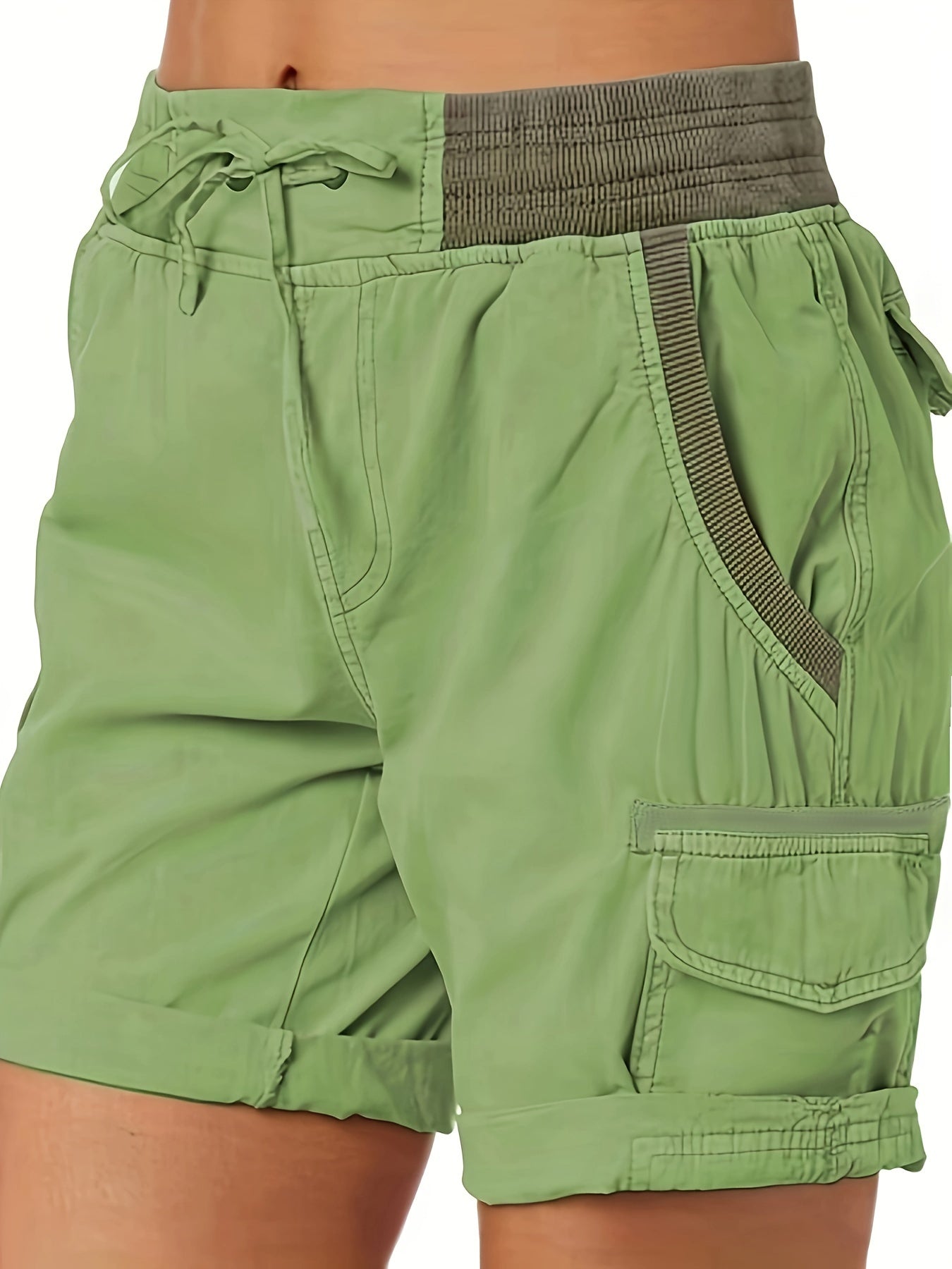 Emma – Color Block Drawstring Cargo Shorts for Women