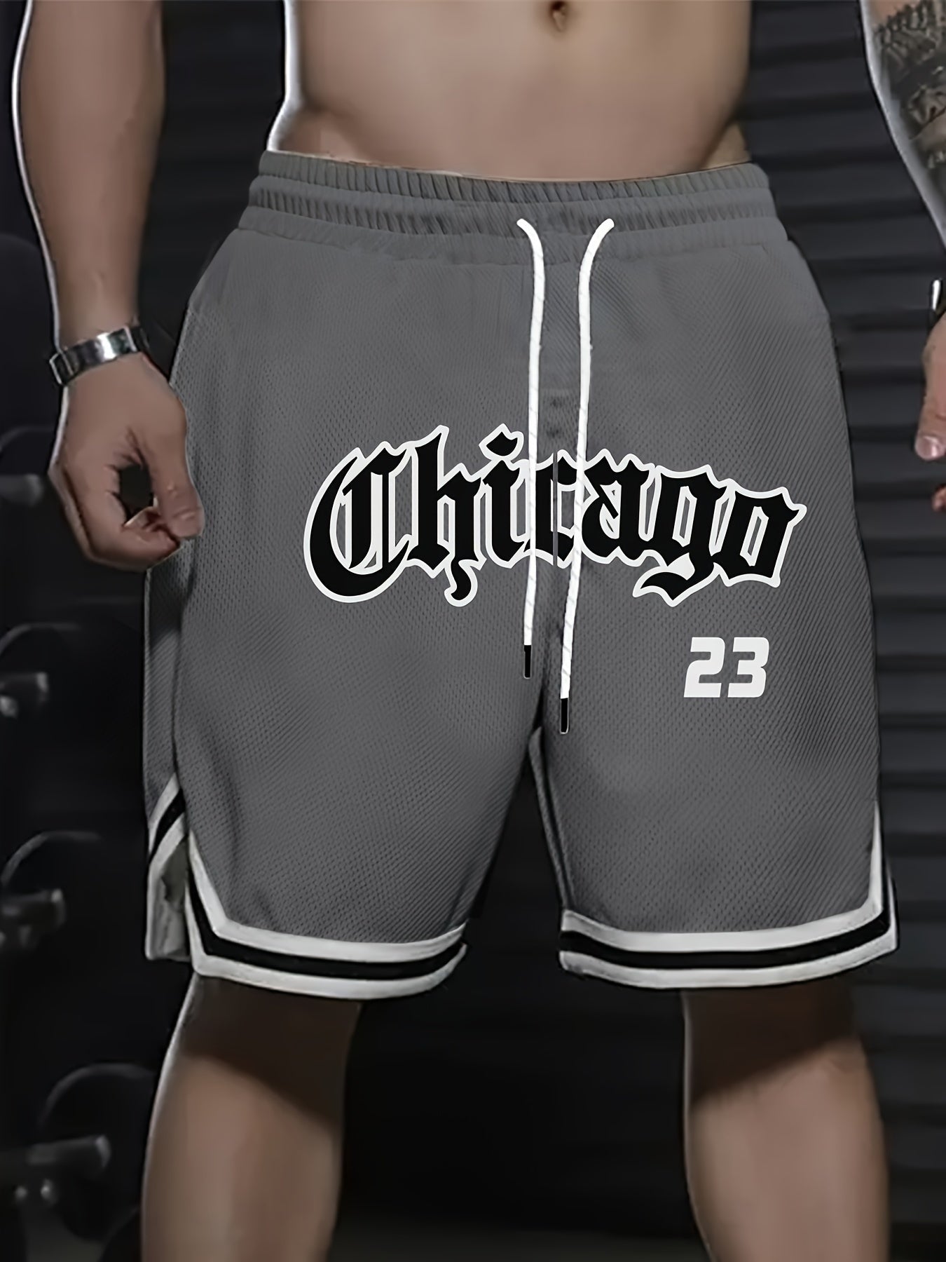 Dylan - Casual Sport Shorts with "Chicago 23" Print and Drawstring for Men