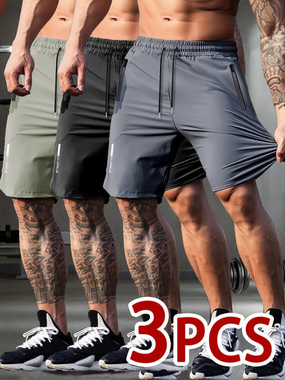 Donald - 3 Pieces Active Shorts with High Stretch and Zip Pockets for Men