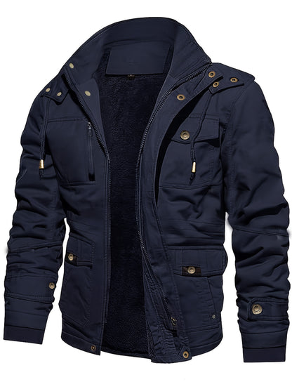 Tom – Men's Warm Fleece-Lined Cargo Jacket with Multi Pockets