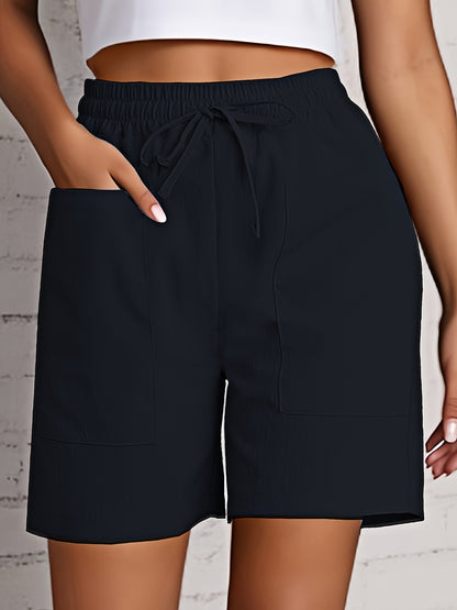 Chelsea - Elastic Waist and Patched Pockets Shorts for Women