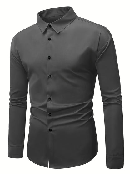 Blake - Long Sleeve Shirt with Button Up and Lapel Collar for Men