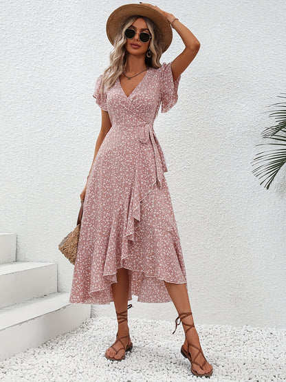 Vanessa - Midi Dress with Ruffle Hem and Floral Print for Women