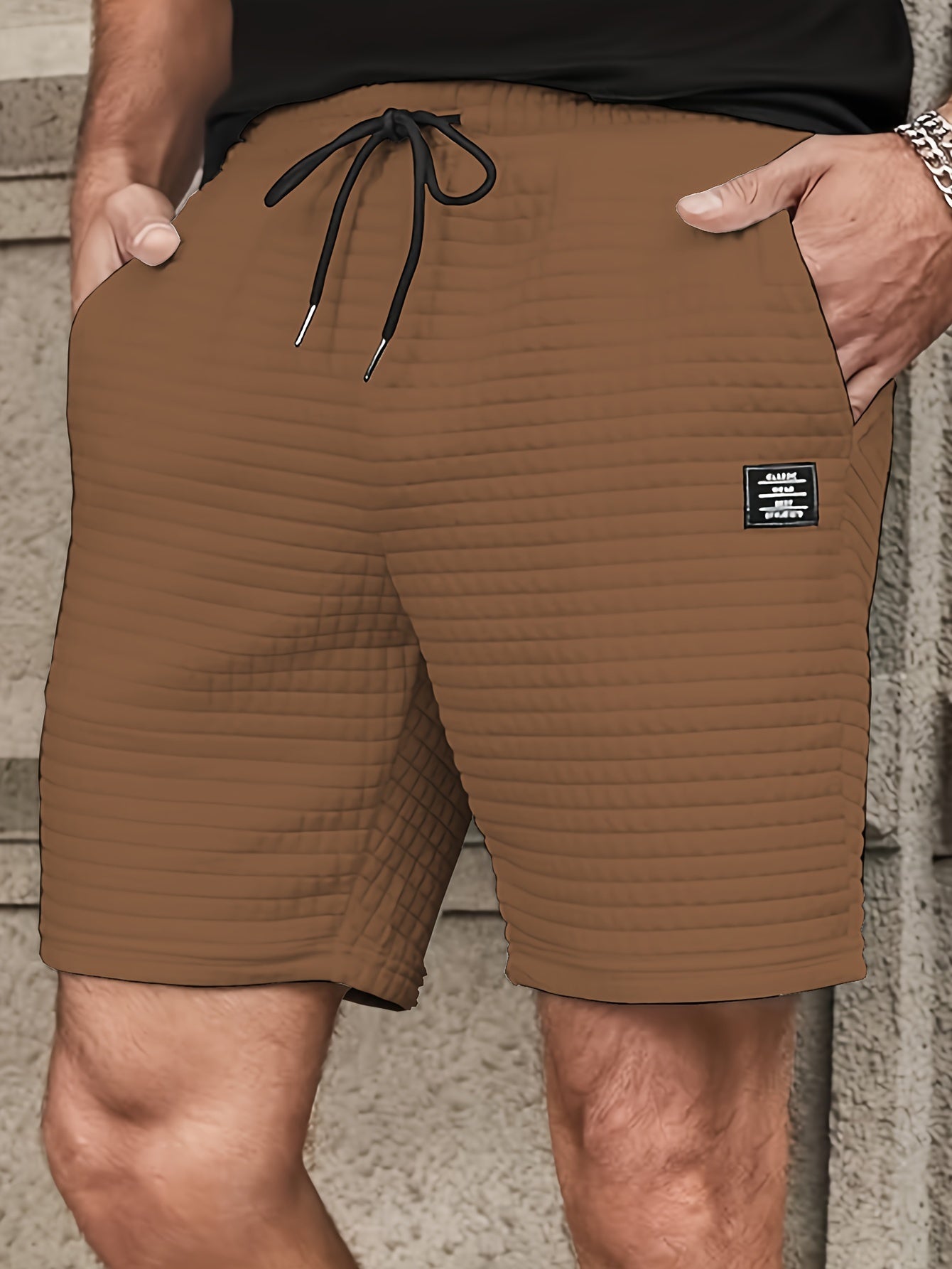 Liam - Waffle Knit Shorts with Drawstring and Pockets for Men