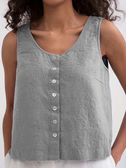 Olivia - Sleeveless Tank Top with Single Breasted and Button Front for Women