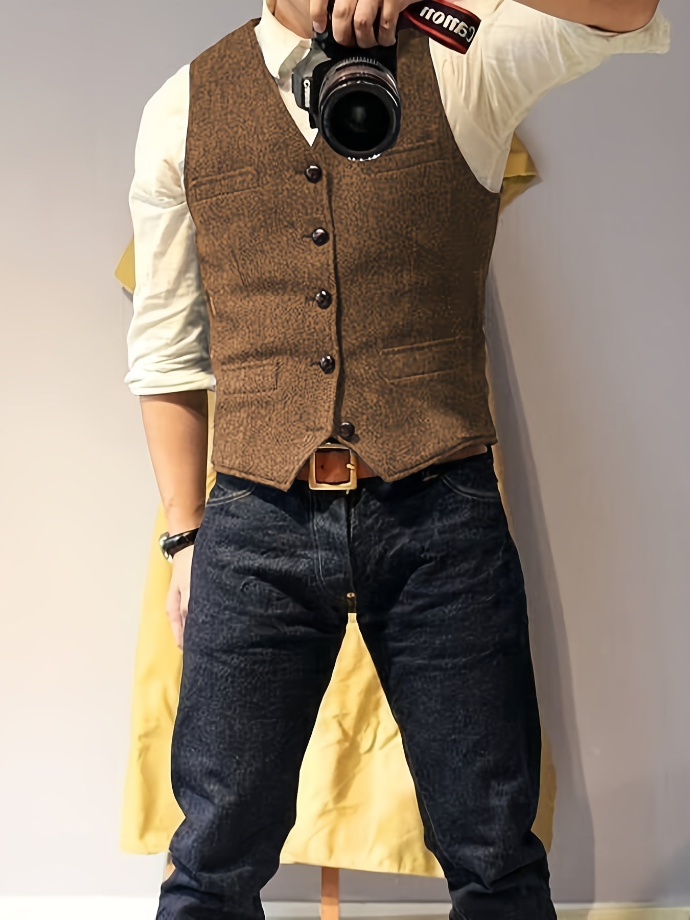 Tristan – Men's Vintage-Inspired Herringbone Wool Blend Vest