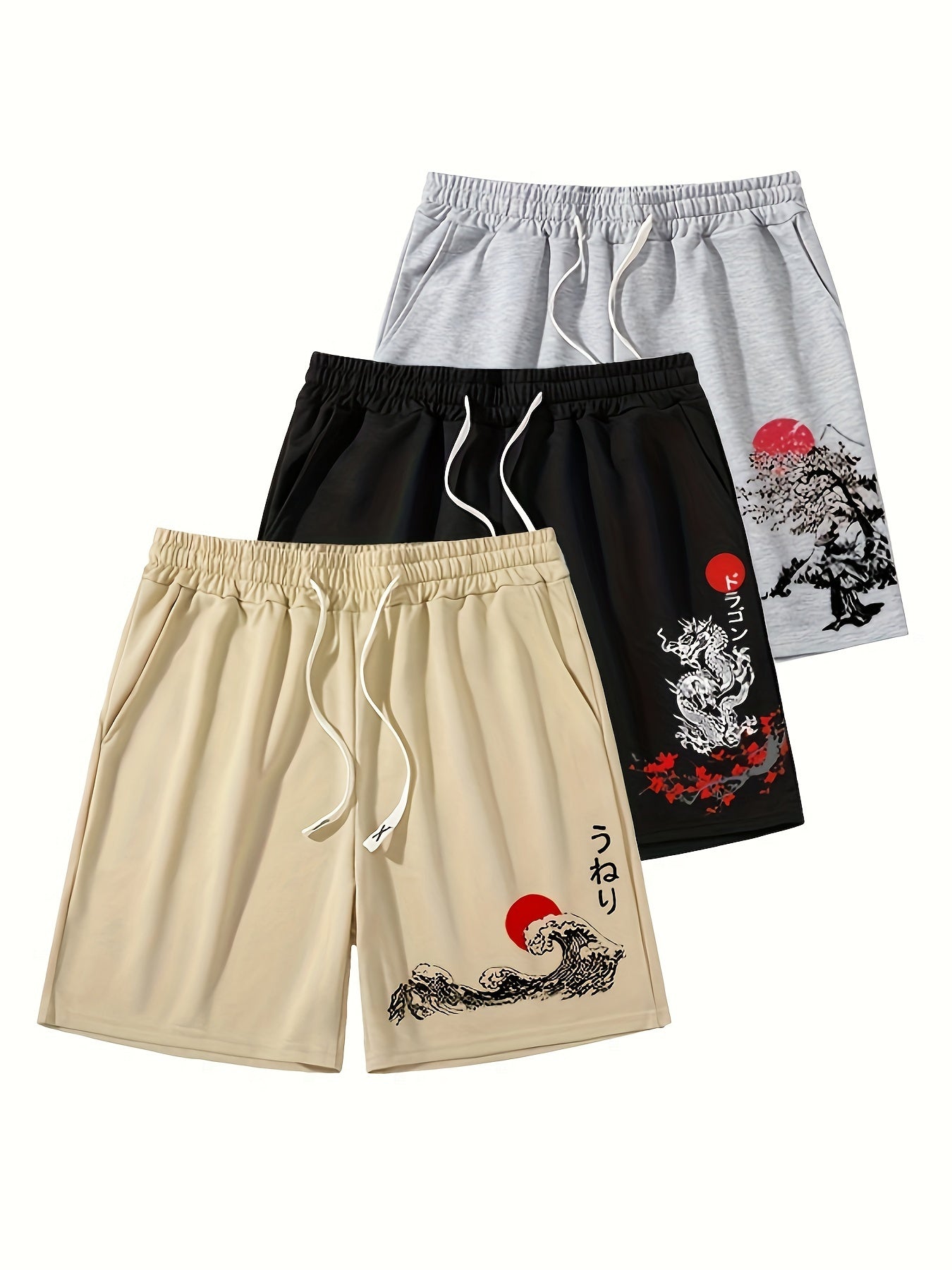 Walter - 3pcs Set Casual Short with Sun Pattern Print and Drawstring