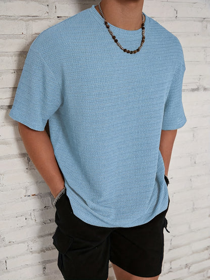 William - Textured T-shirt with Loose Fit and Crew Neck for Men