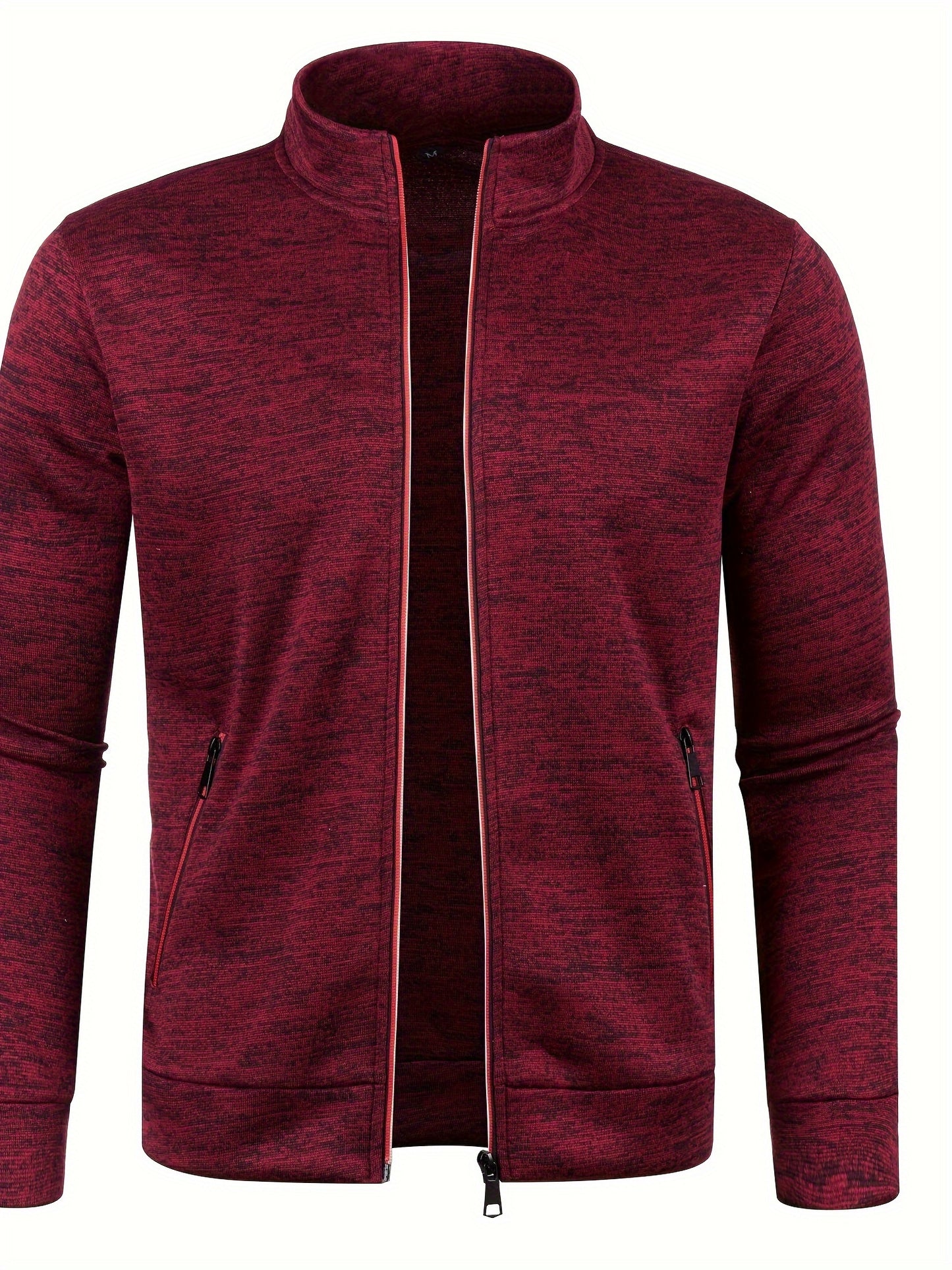 Emerson - Elegant Mid Stretch Sweater with Zip Up and Stand Collar for Men