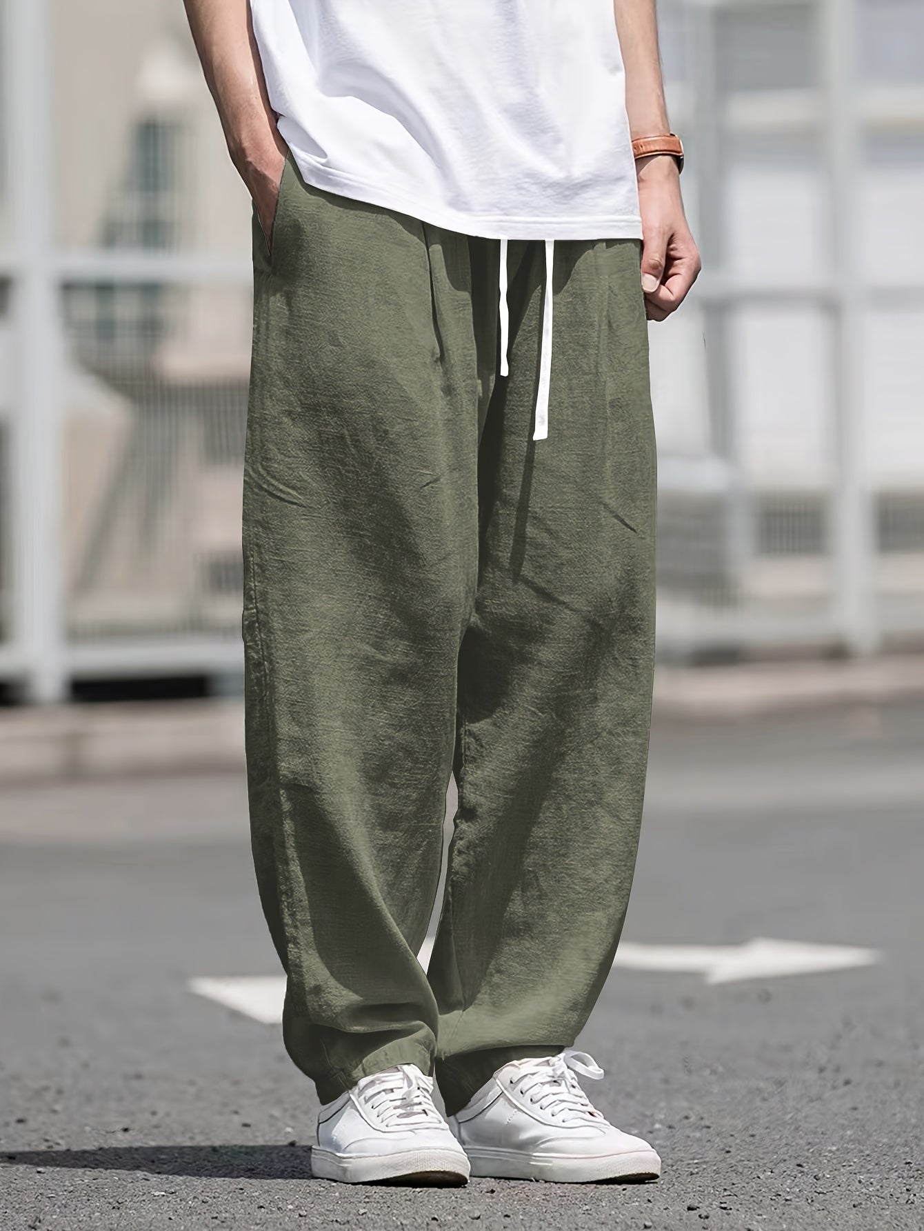 Zachary - Linen Loose Fit Pants with Drawstrings for Men