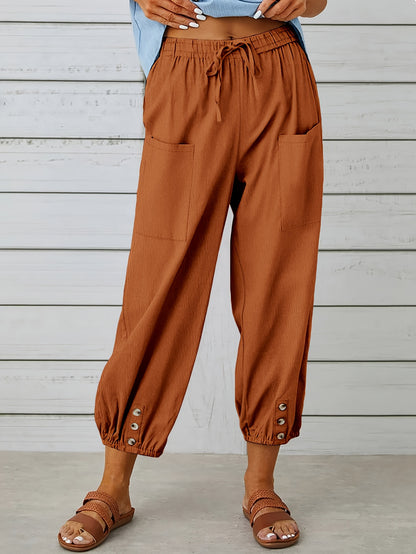 Faith - Wide Leg Capri Pants with Loose fit and Drawstring Waist for Women