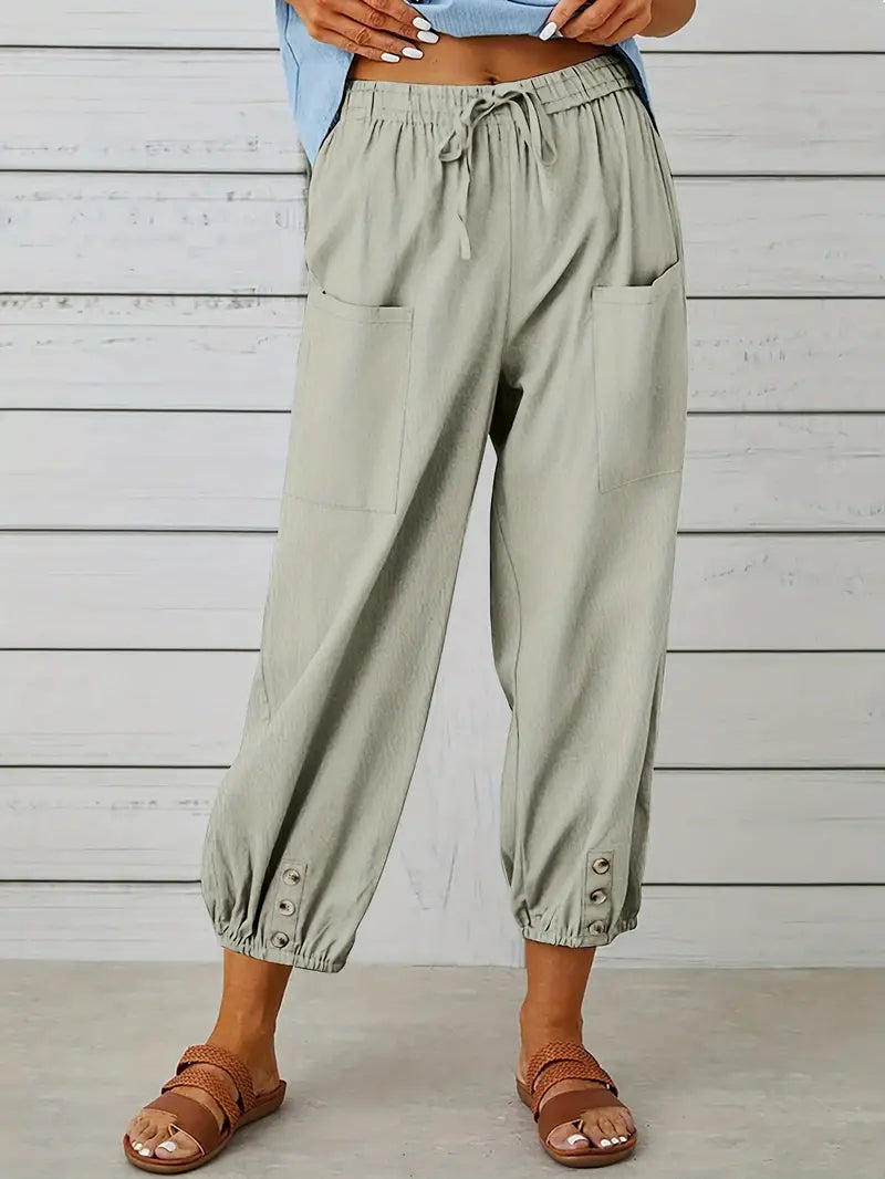 Faith - Wide Leg Capri Pants with Loose fit and Drawstring Waist for Women