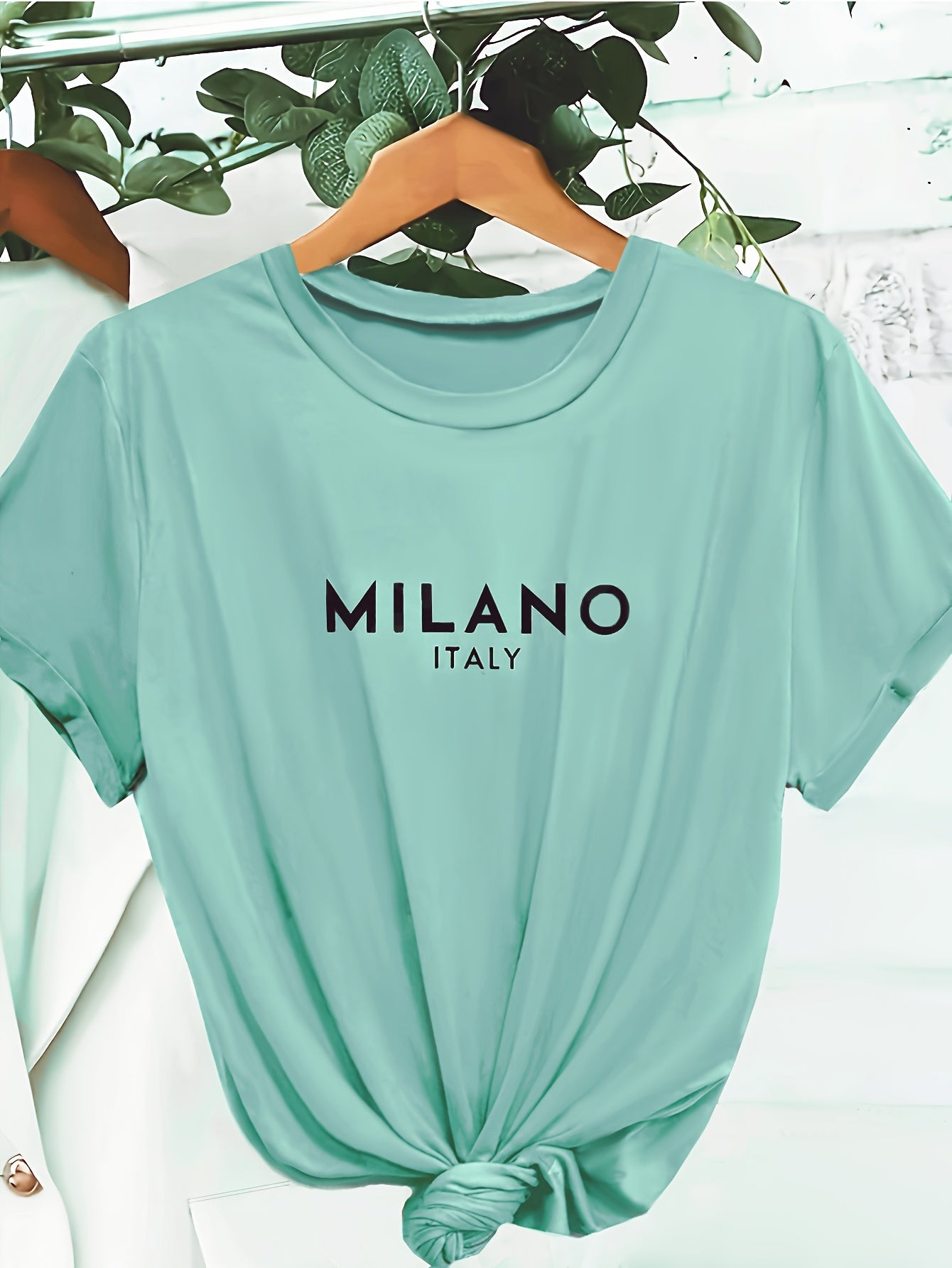 Mia - Casual T-shirt with Milano Letter Print for Women