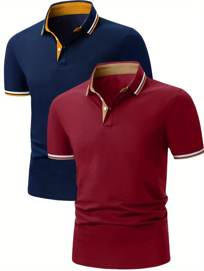 James - 2pcs Polo Shirts with Contrast Collar for Men