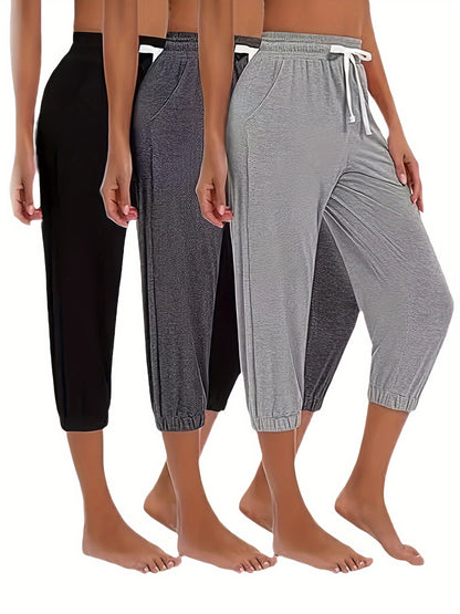 Camilla - 3pcs Drawstring Joggers with Slant Pockets for Women