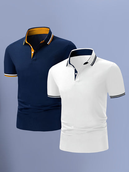 James - 2pcs Polo Shirts with Contrast Collar for Men