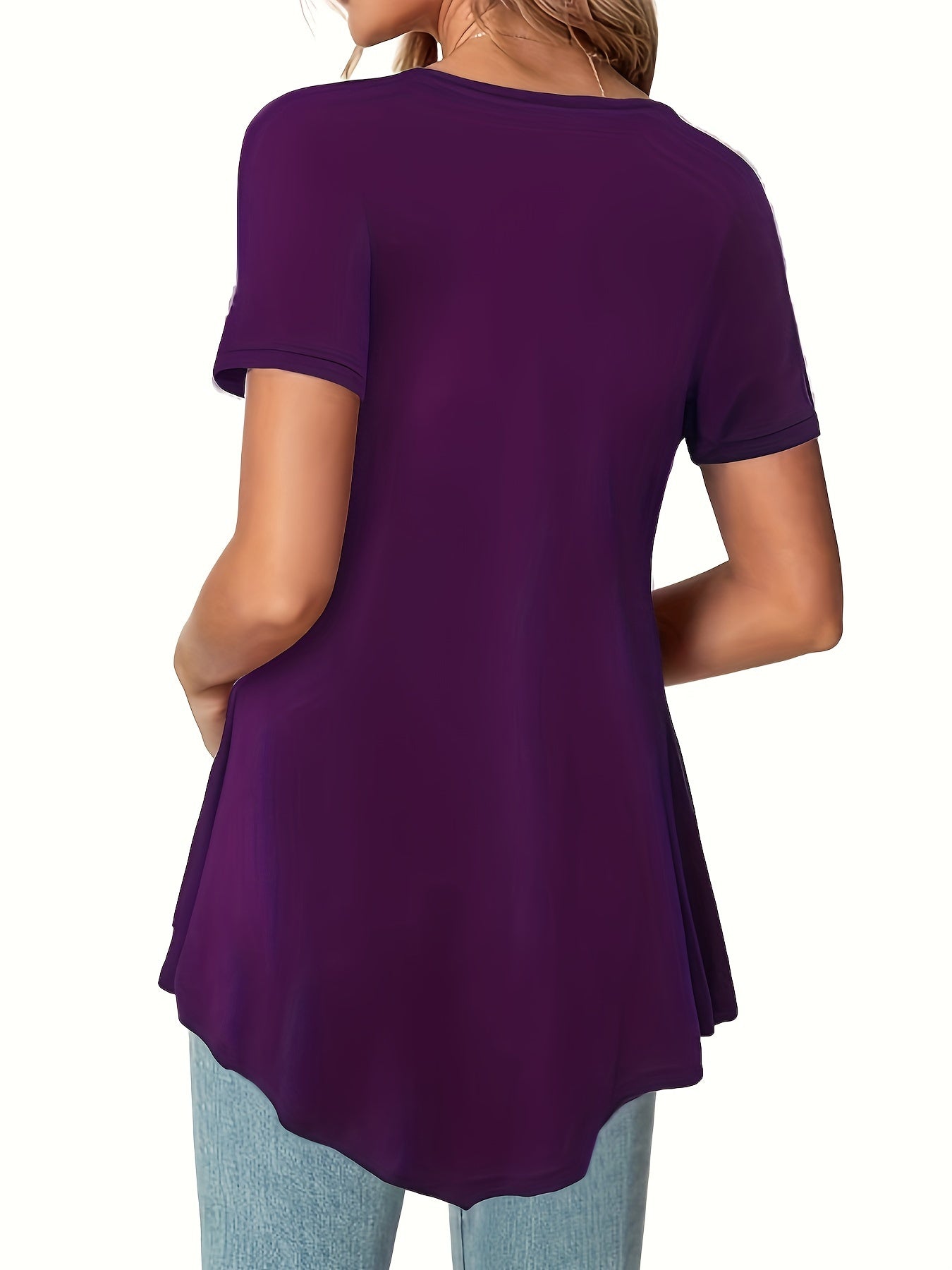 Alexis- Asymmetrical Hem Crew Neck Top for Women