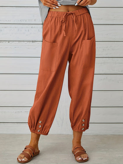 Faith - Wide Leg Capri Pants with Loose fit and Drawstring Waist for Women