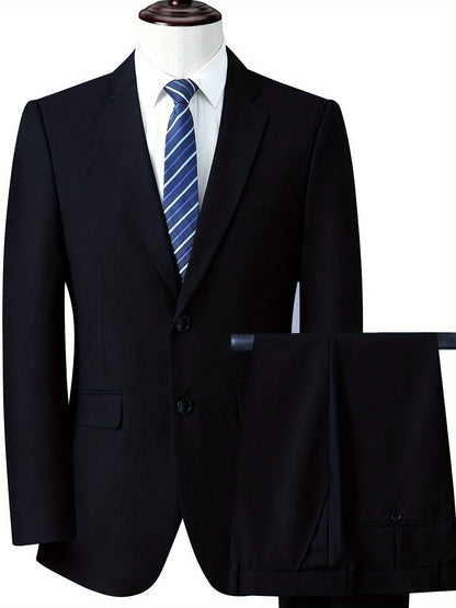 Thomas - Business Suit with Notch Lapel Collar Two Button Blazer and Regular Fit Suit Pants for Men