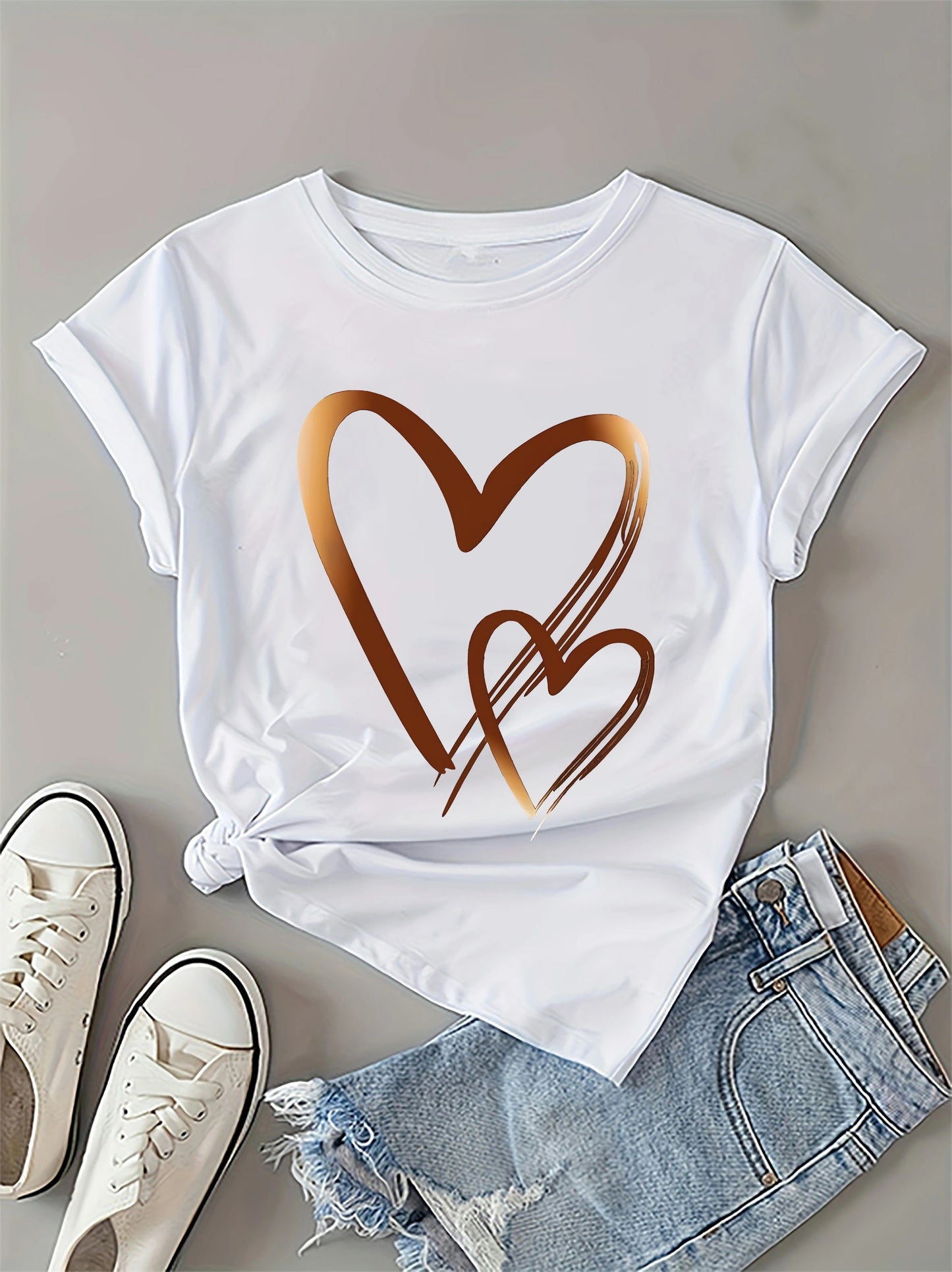 Leilani - Casual T-Shirt with Heart Print for Women