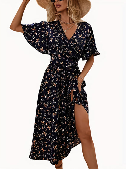 Laura – Floral Print Boho V Neck Dress