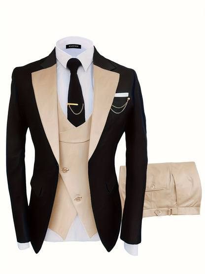 Allan – Men's One Button Suit Jacket, Vest & Pants Set