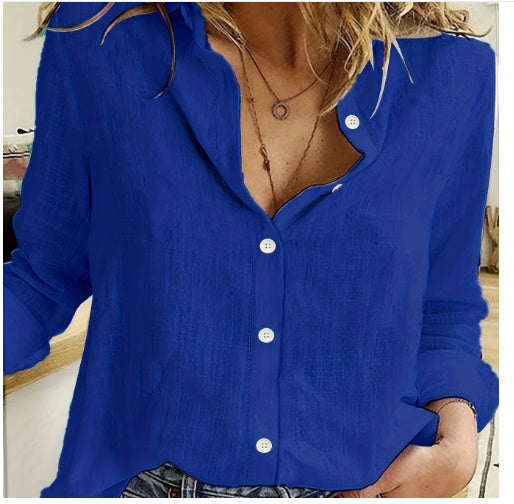 Rachael – Loose Button Lapel Cardigan Blouse