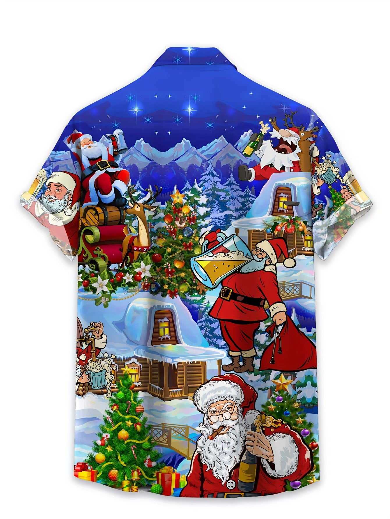 Eddie – Festive Santa Claus Beer-Themed Casual Shirt