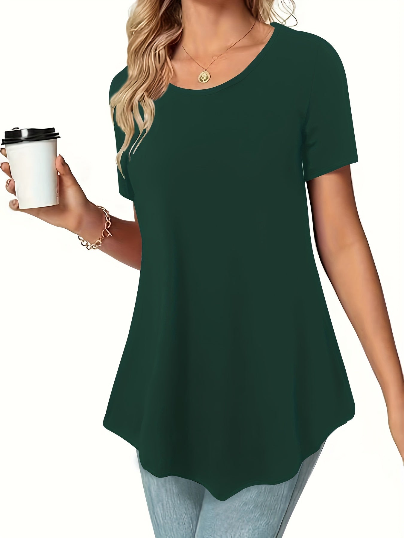 Alexis- Asymmetrical Hem Crew Neck Top for Women