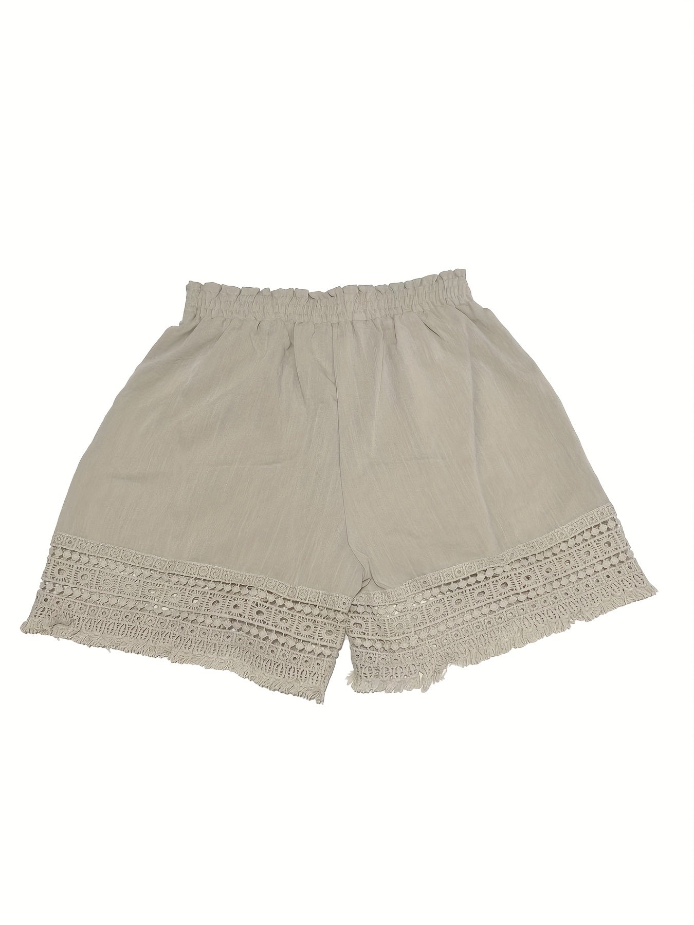 Matilda - Lace Trim Shorts with Elastic Waist and Slant Pocket for Women