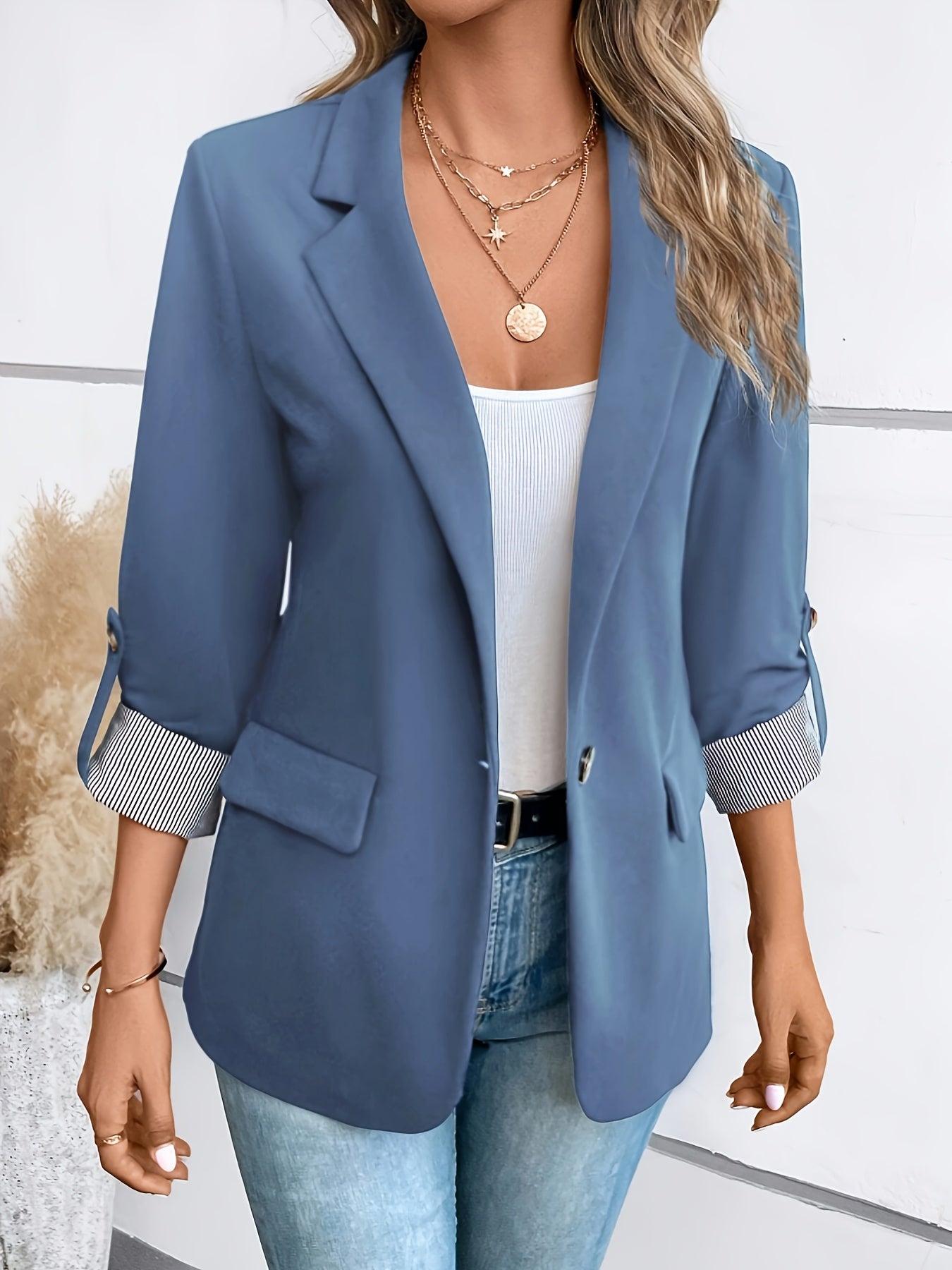 Simone - Elegant Blazer with Single-Breasted and Lapel Neck for Women