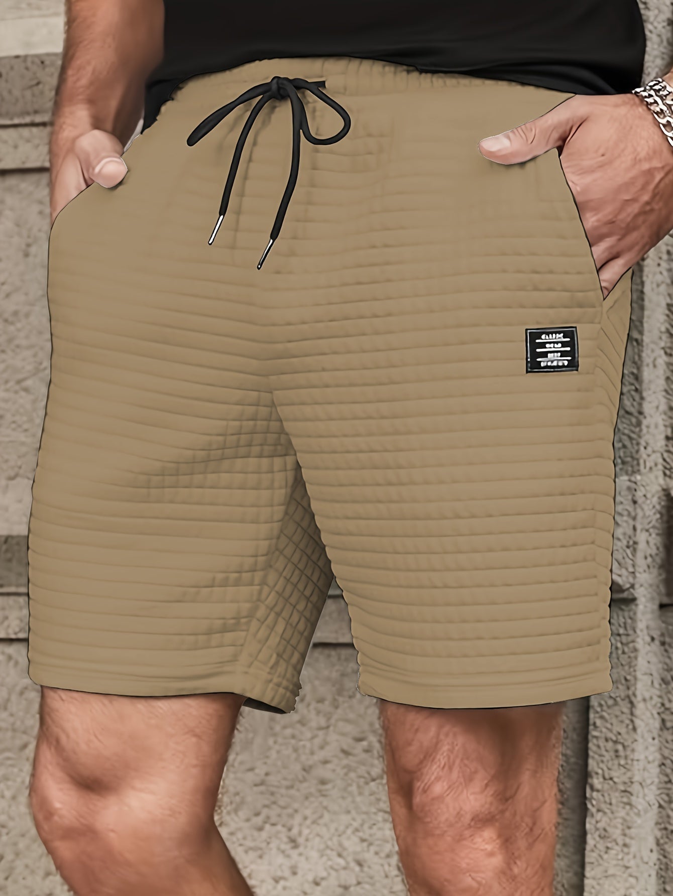 Liam - Waffle Knit Shorts with Drawstring and Pockets for Men