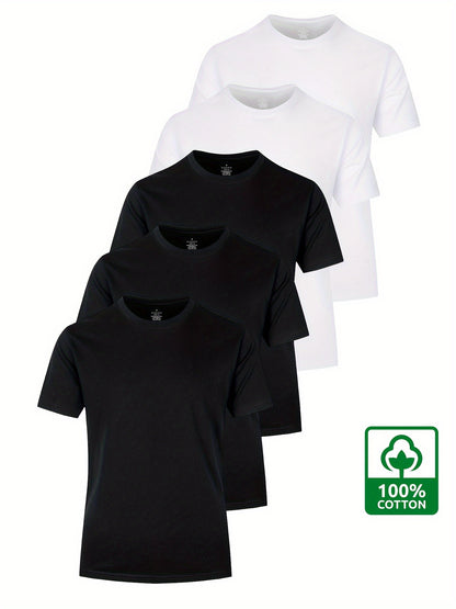 Thomas - 5pcs 100% Cotton Solid T-Shirt for Men